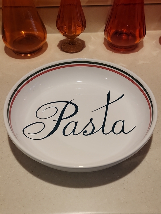 Cordon Bleu Other - White Pasta Serving Bowl with Green and Red Rim